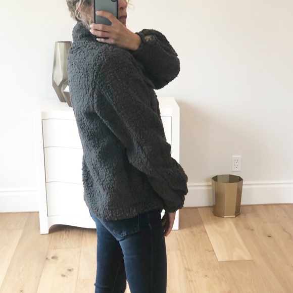 🟡SALE! ZURICH Gray Button Down Sherpa Jacket - Picture 4 of 6